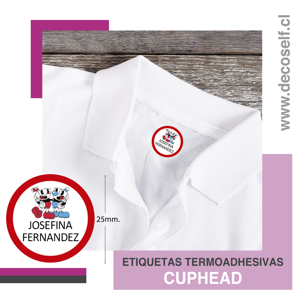 Etiquetas para Ropa Circular Cuphead