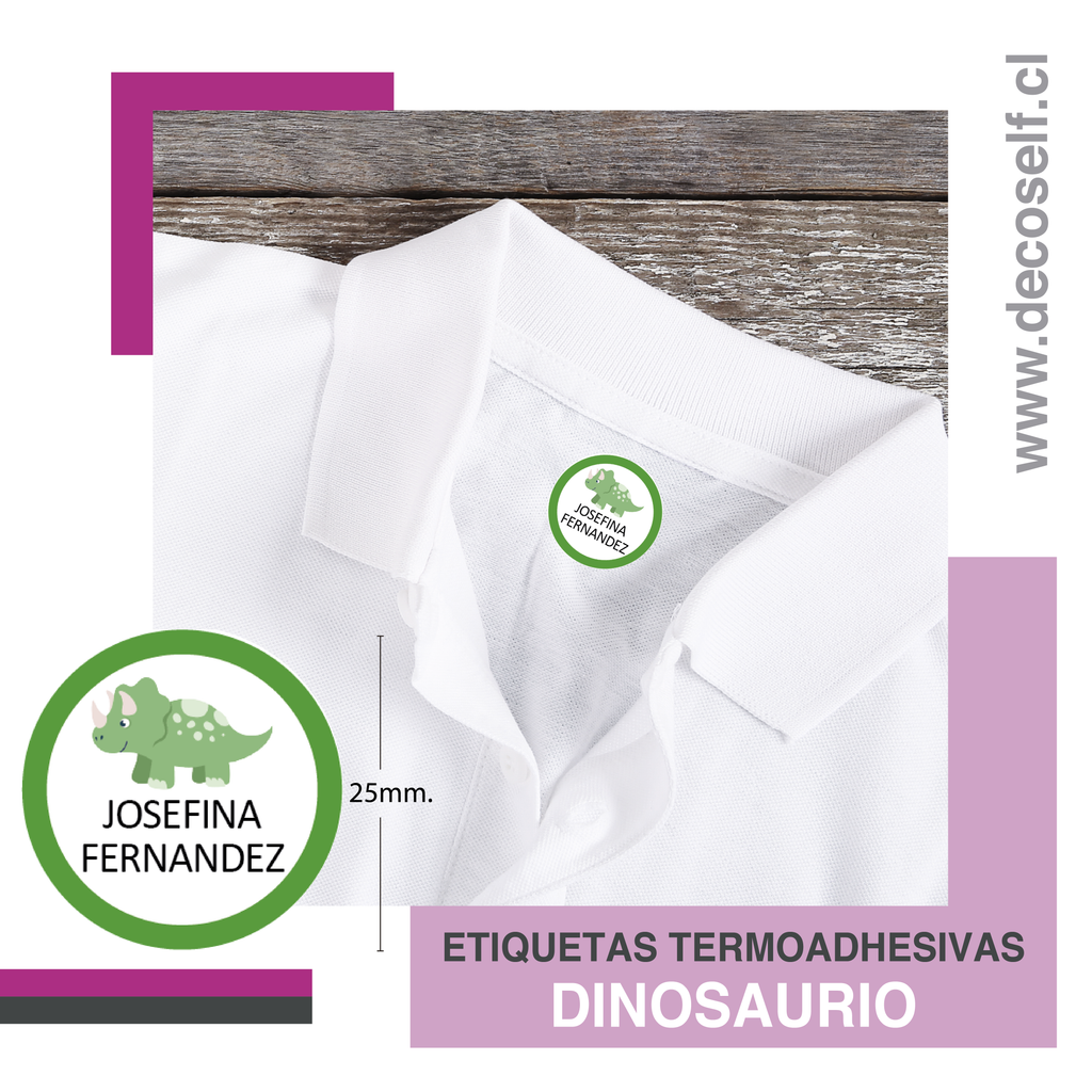 Etiquetas para Ropa Circular Dinosaurio