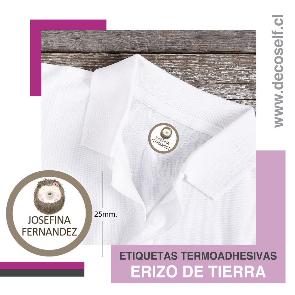 Etiquetas para Ropa Circular Erizo de Tierra